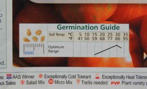 germination guide in seed catalog